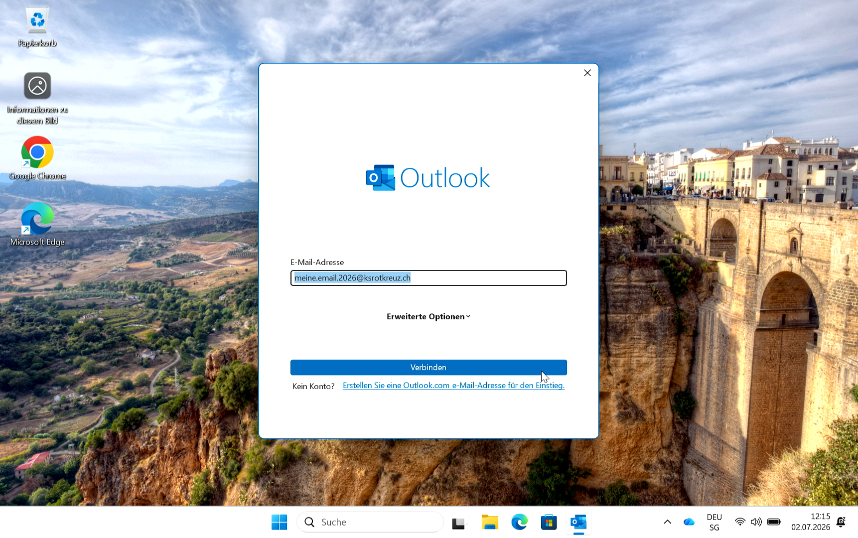 Outlook anmelden