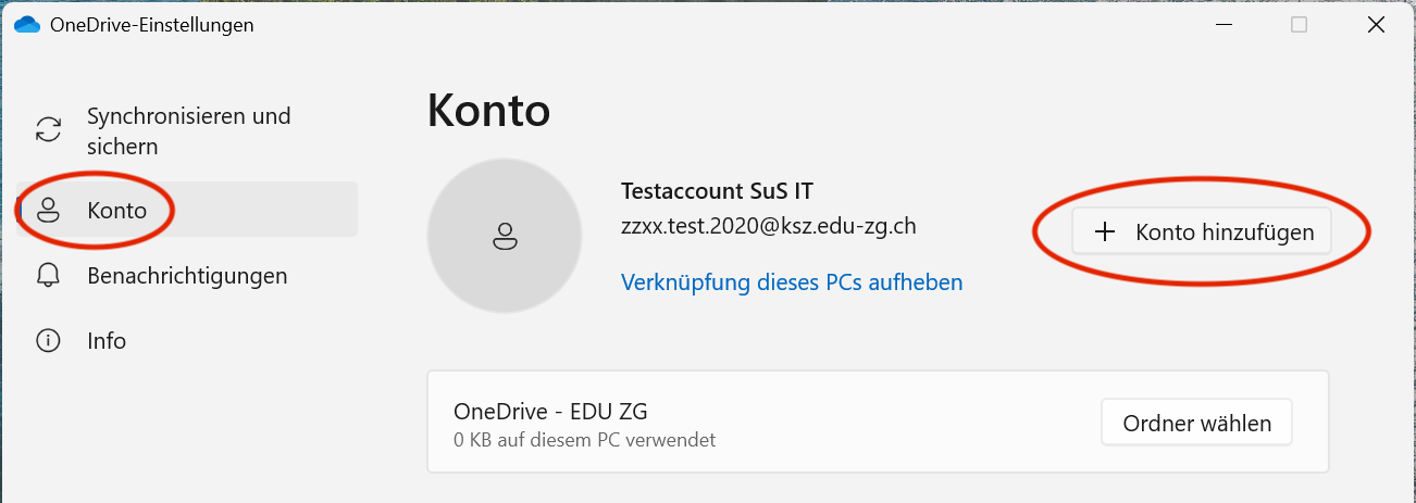 OneDrive Einstellungen