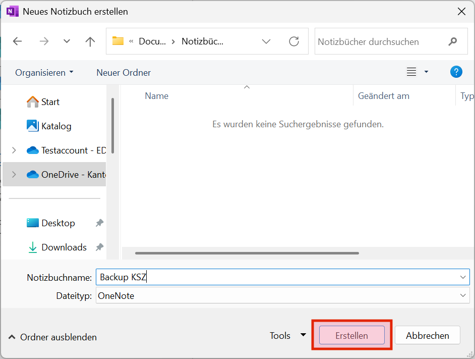OneNote-NeuesNotizbuch