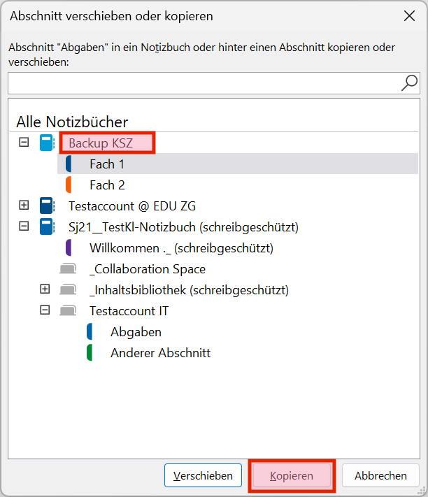 OneNote-Kopieren