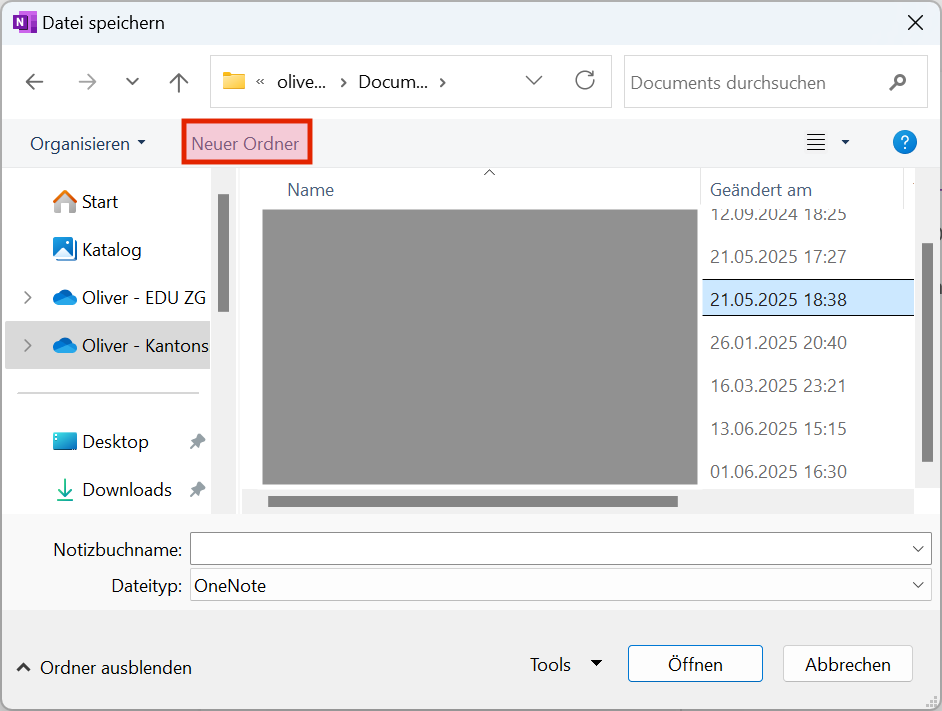 OneNote-Übersicht